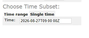 Choose Time Subset section with Time range and Single time tabs, and a Time field showing an ISO timestamp