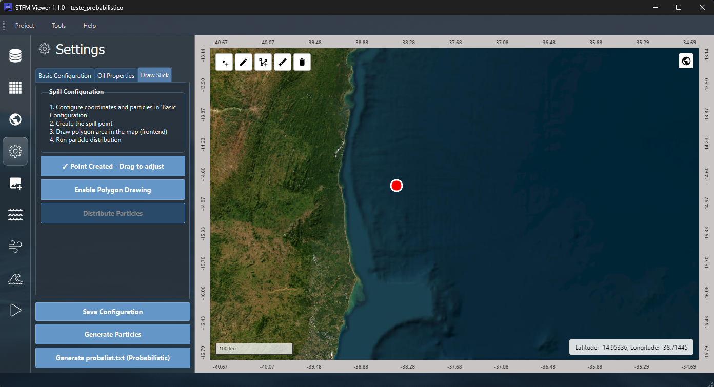 Figure 14: Spill point created on the map